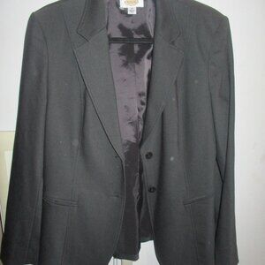 Talbots Charcoal Gray Office Work Career lined blazer m 10 worsted wool